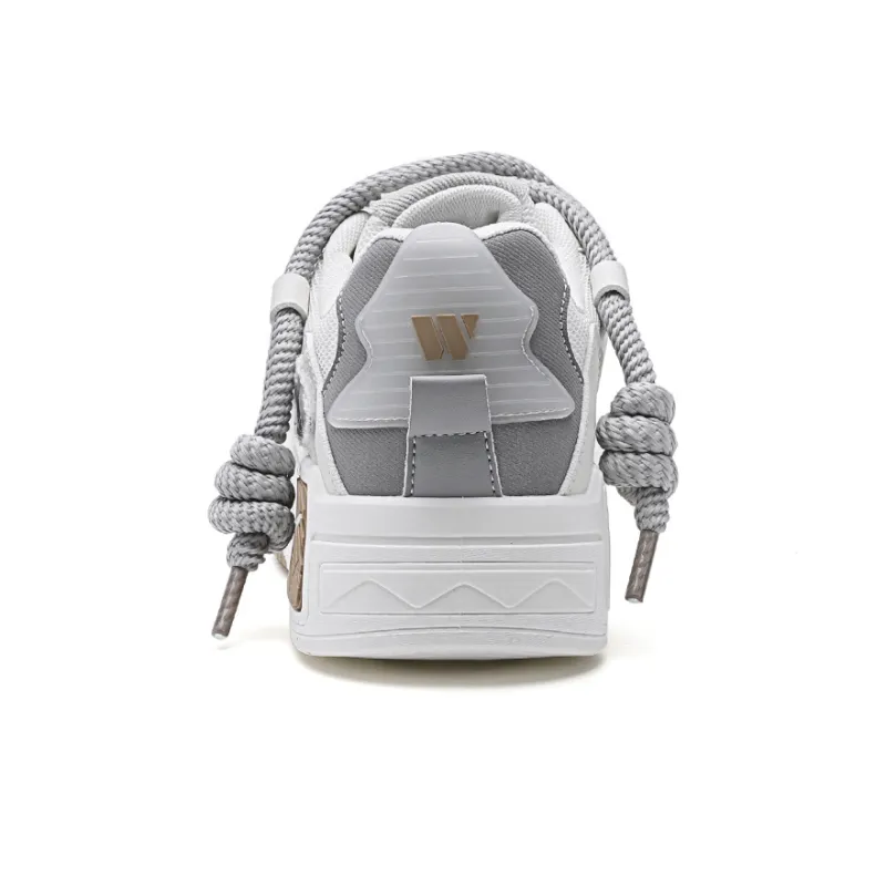 Warrior Wear Resistant Height Increasing Low Top Skateboard Shoes Men's Beige Gray-1