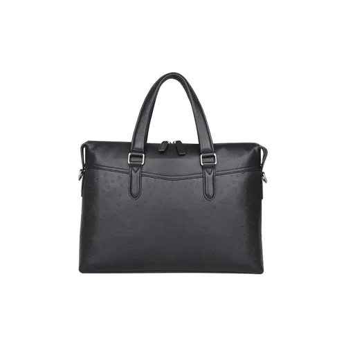 DOSRFINI Cow Leather Briefcase Regular Men's Black