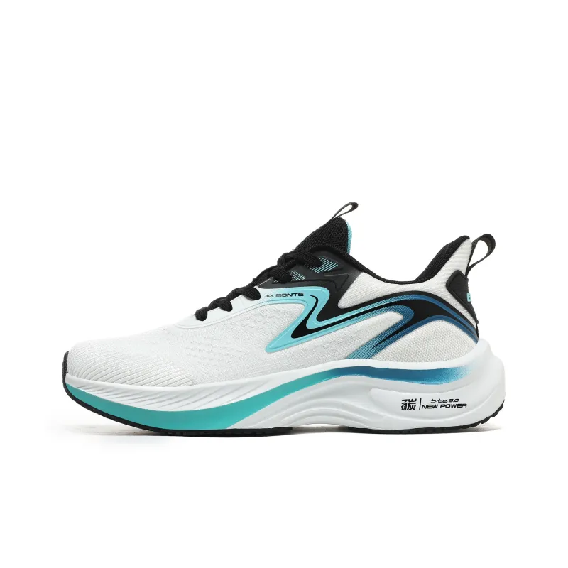 BTE Slip Resistant, Abrasion Resistant, Breathable Low Top Long Distance Running Shoes Unisex White Black-1