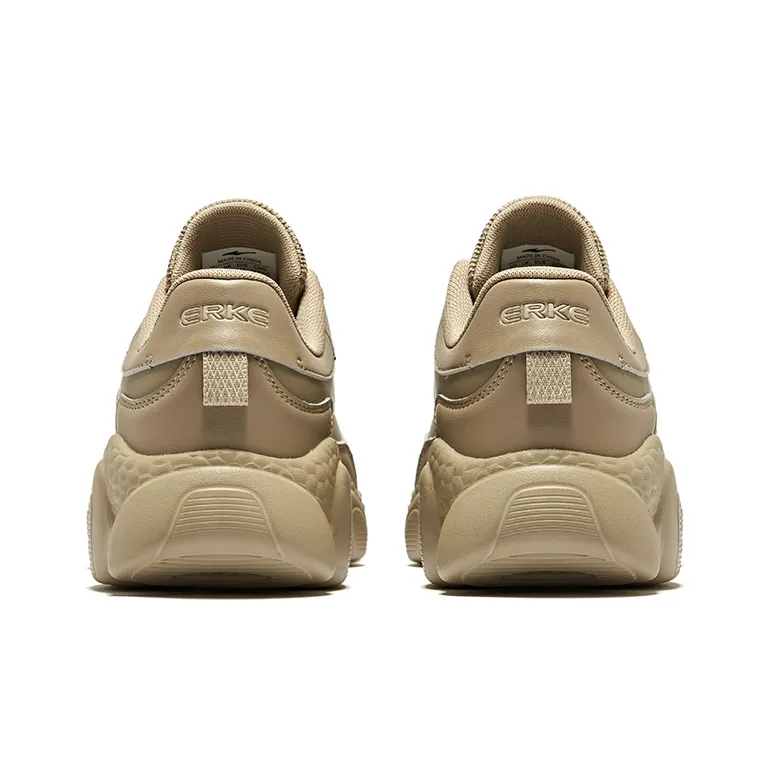 Erke Sweetheart 2 Leather Wear Resistant Slip Resistant Low Top Casual Shoes Men's Mist Gray Brown-4