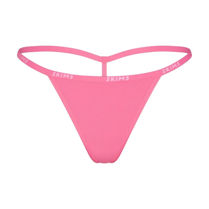 SKIMS COTTON LOGO STRING THONG Underpants Women's 1 Pack SUGAR PINK/Sugar Pink-0