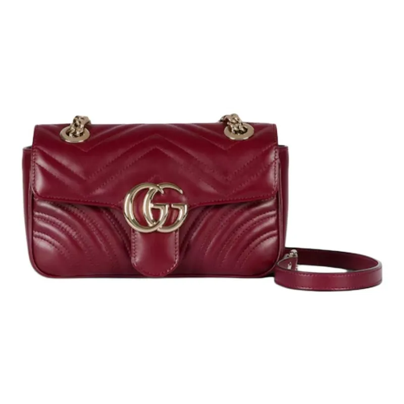 GUCCI GG Marmont Leather Crossbody Bag, Shoulder Bag Women's Burgundy-0