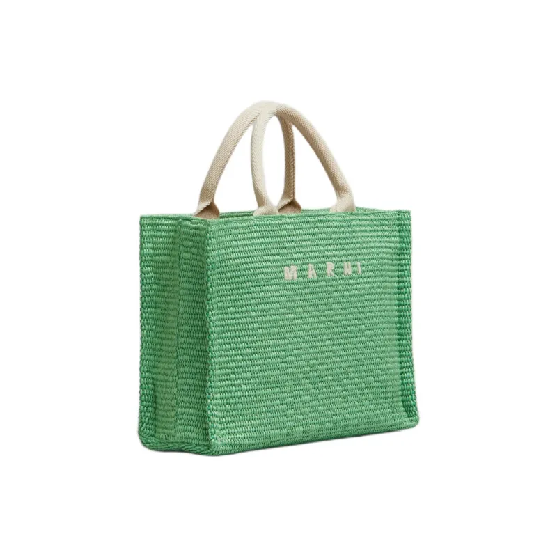 MARNI Raffia Tote Bag, Shopping Bag, Handbag Small Size Women's Green-1