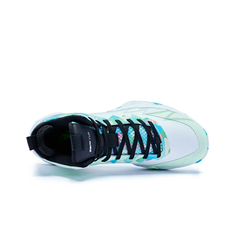 QIAODAN Durable Breathable Mid Top Basketball Shoes Men's Teal-3