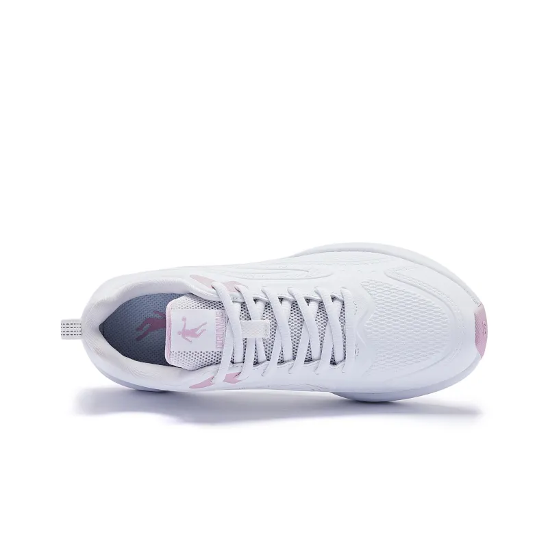 QIAODAN Cushioning Slip Resistant Low Top Running Shoes Women's White Purple-3