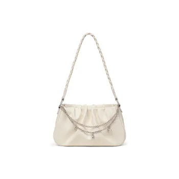 Kevin Cohen Cow Leather With Synthetic Leather Shoulder Bag Regular Women's Ecru