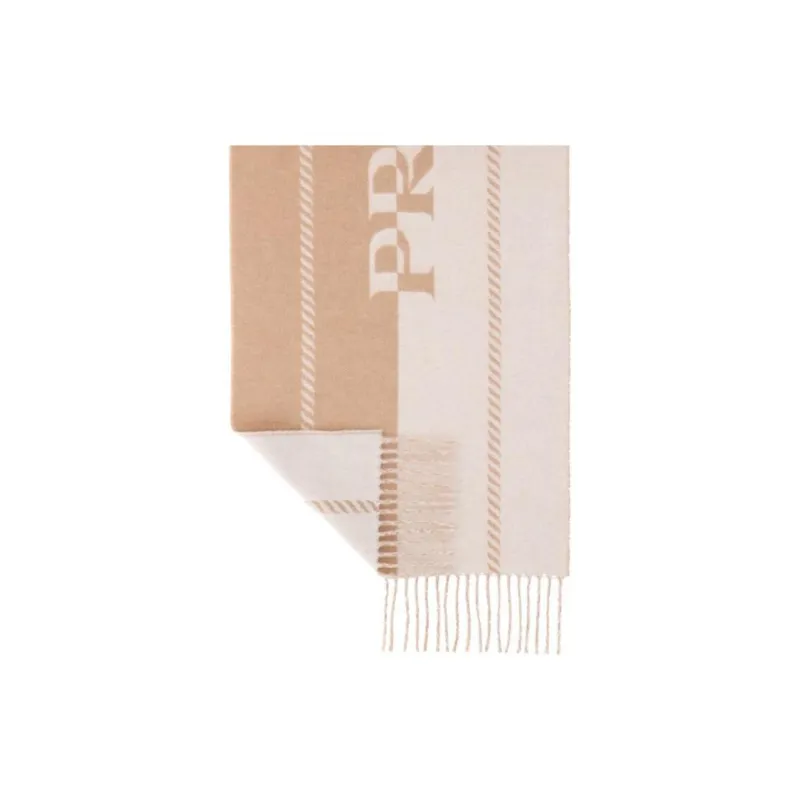 PRADA Wool Knit Scarves Women's Beige-1