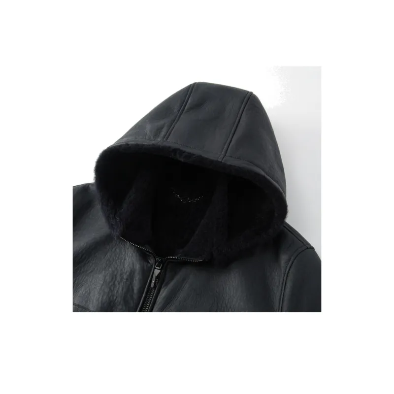 RARE Shearling Coat Men's Navy Blue-2