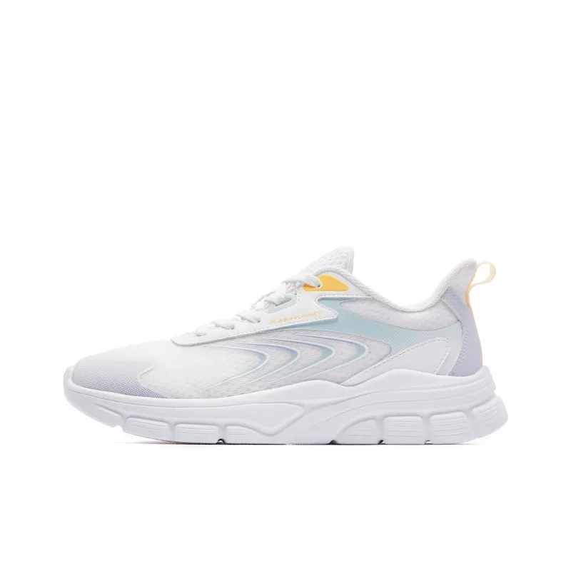 QIAODAN Anti Slip And Wear Resistant Breathable Low Top Running Shoes Women's White Cyan Purple-0