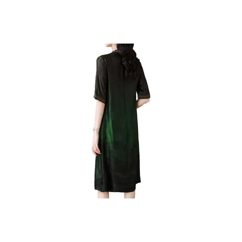 Mapping Short Sleeved Dresses Women's Dark Green-1