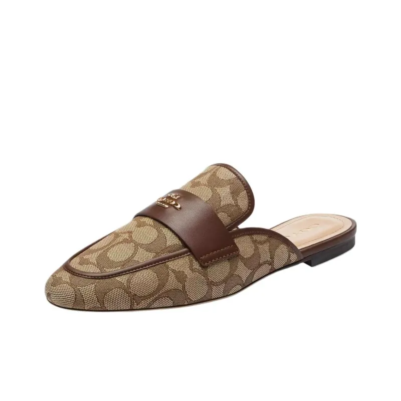COACH Slip Resistant Wrap toe Slippers Women's Brown-2
