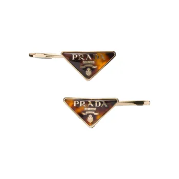 PRADA Triangle Logo Hair Clip Set