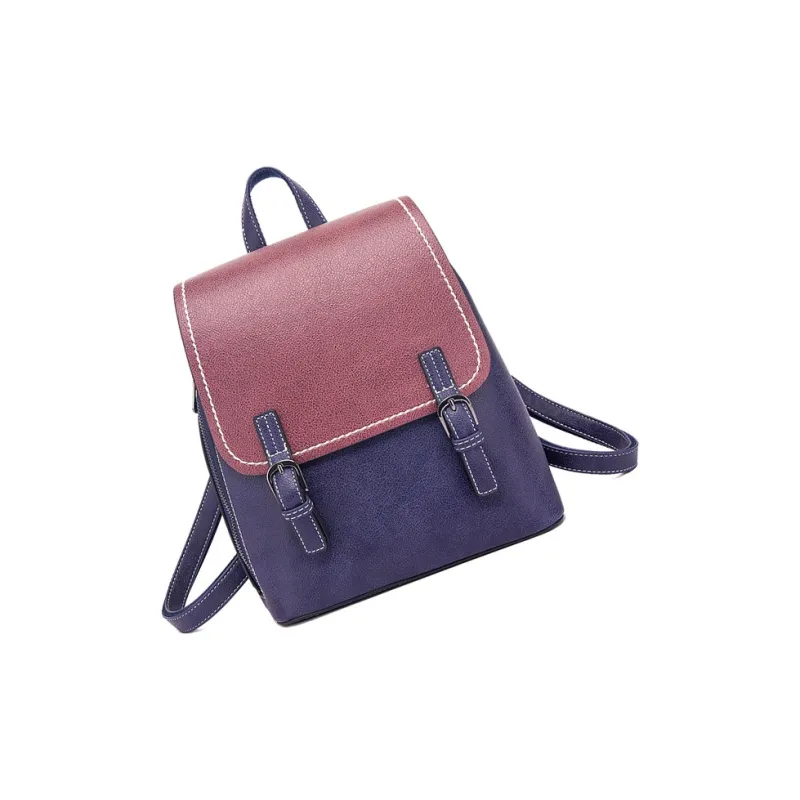 TTaG．baG PU Carry Backpack Women's Caramel/Deep Sea Blue/Black-5
