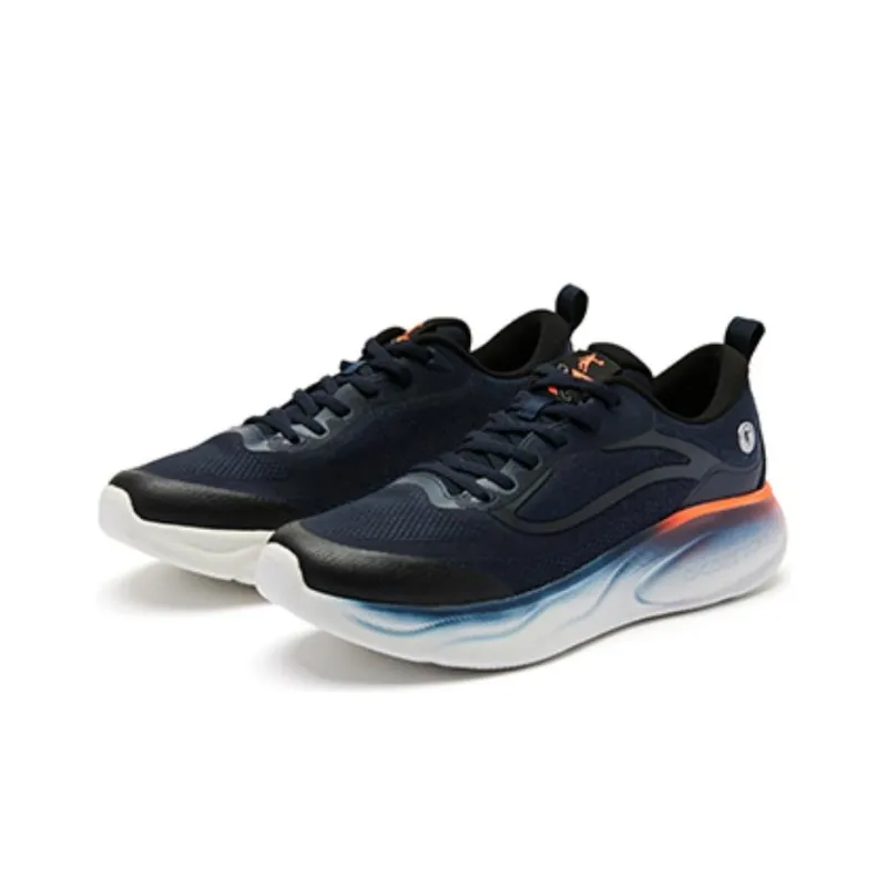 QIAODAN Light 1.0 Cushioned Slip Resistant Low Top Casual Running Shoes Men's Black Blue-2