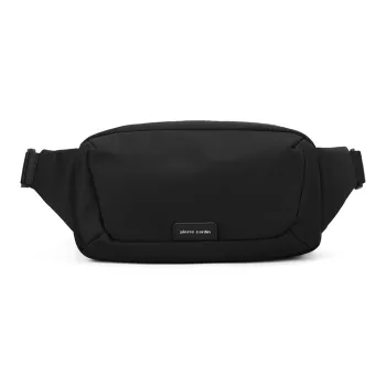 PIERRE CARDIN Fabric Messenger Bag, Crossbody Bag, Shoulder Bag Small Size Men's Black