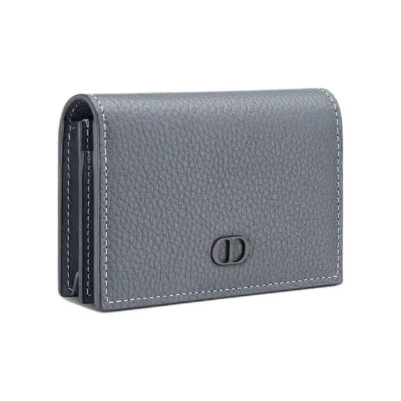 DIOR Grain Calfskin Card Holder Men's Dark Gray-1