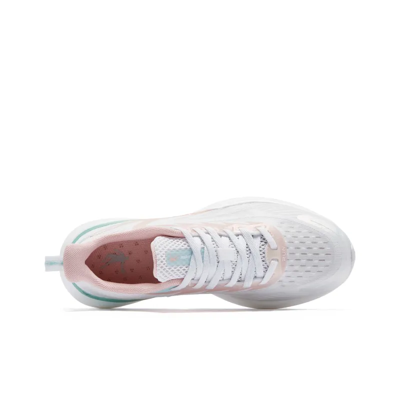 QIAODAN Flying Shadow Team1.0 Abrasion Resistant Lightweight Slip Resistant Low Top Running Shoes Women's White Pink-3
