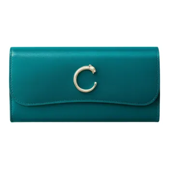 CARTIER Panthère De Cartier Calfskin Wallet Unisex Dark Blue
