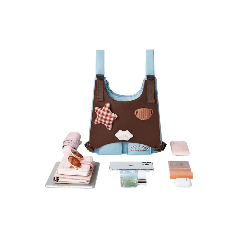 Miffy Fabric Backpack Medium Size Women's Brown/Blue Pink/White-5
