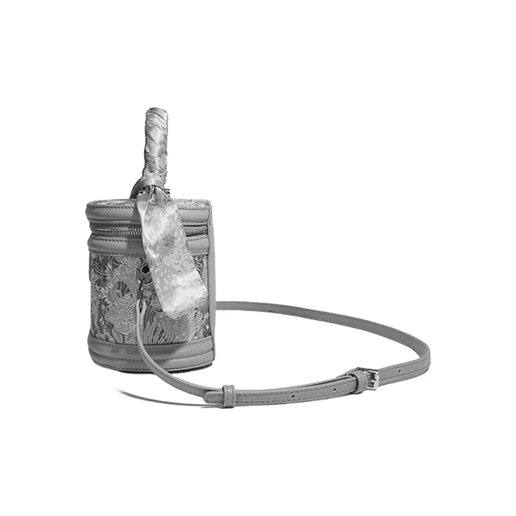 H YXIANG Microfiber Synthetic Leather Bucket Bag, Shoulder Bag, Crossbody Bag, Handbag Women's Gray/Pink-6