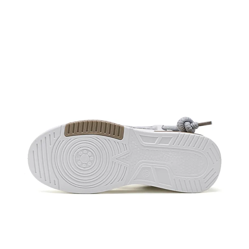 Warrior Wear Resistant Height Increasing Low Top Skateboard Shoes Men's Beige Gray-4