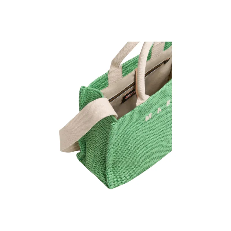MARNI Raffia Tote Bag, Shopping Bag, Handbag Small Size Women's Green-3