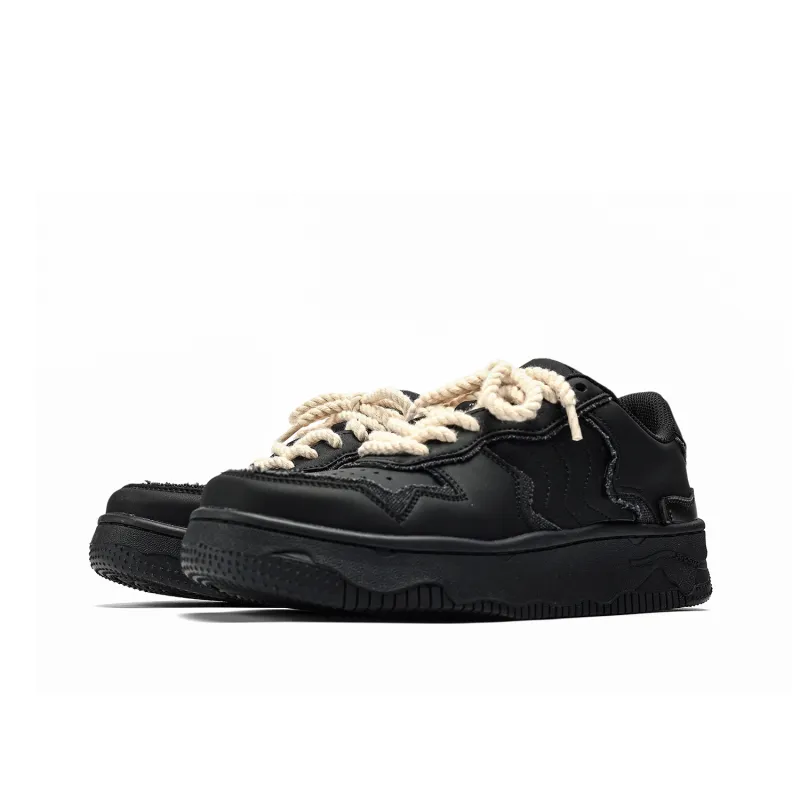 Fang Sanhuo Slip Resistant Water Resistant Cushioned Wear Resistant Low Top Skateboard Shoes Unisex Black-6