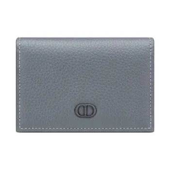 DIOR Grain Calfskin Card Holder Men's Dark Gray