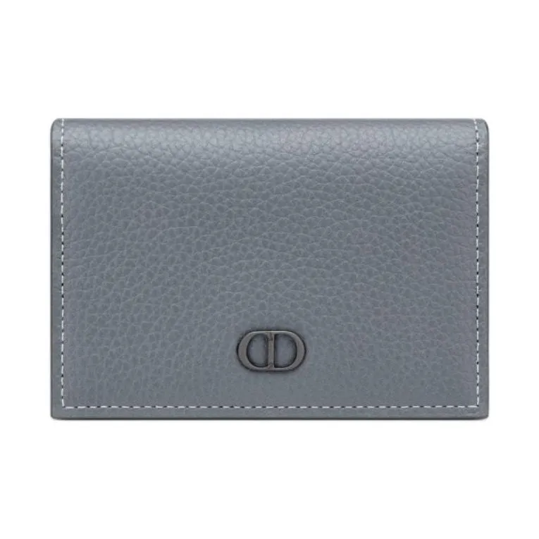 DIOR Grain Calfskin Card Holder Men's Dark Gray-0