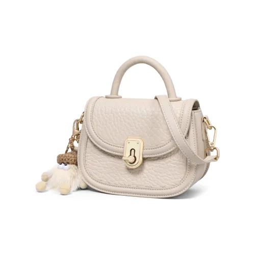 Kevin Cohen Cow Leather With Synthetic Leather Crossbody Bag, Shoulder Bag, Handbag Regular Women's Ecru