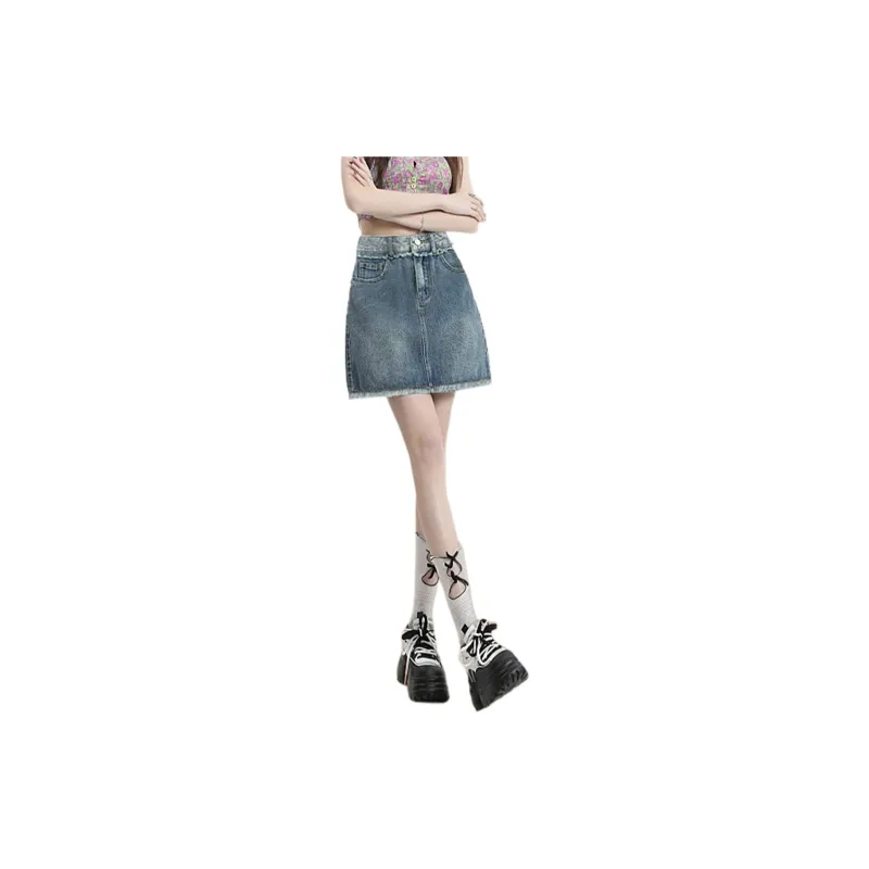 Weixi Denim Short Skirts Women's Blue-3