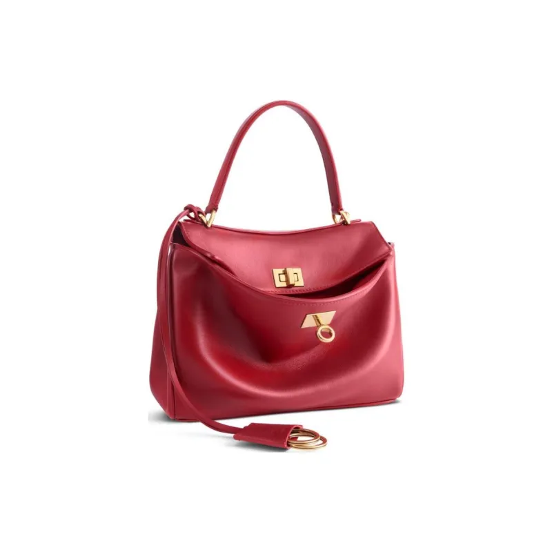 Balenciaga Soft Crocodile Pattern Embossed Cow Leather Shoulder Bag Crossbody Bag Handbag Mini Women's Red-2