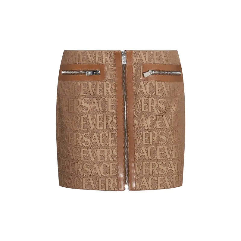 VERSACE Logo Jacquard Zipped Mini Skirt-1