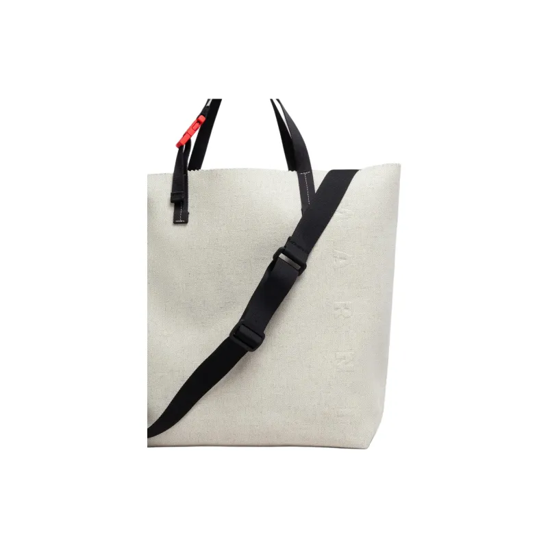 MARNI Tribeca Cotton With Linen Tote Bag, Shopping Bag, Handbag Unisex White-3