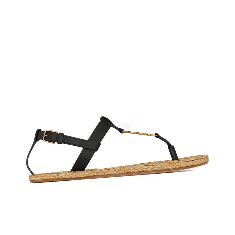 SAINT LAURENT Cassandra Sandals Black Leather Women's-4