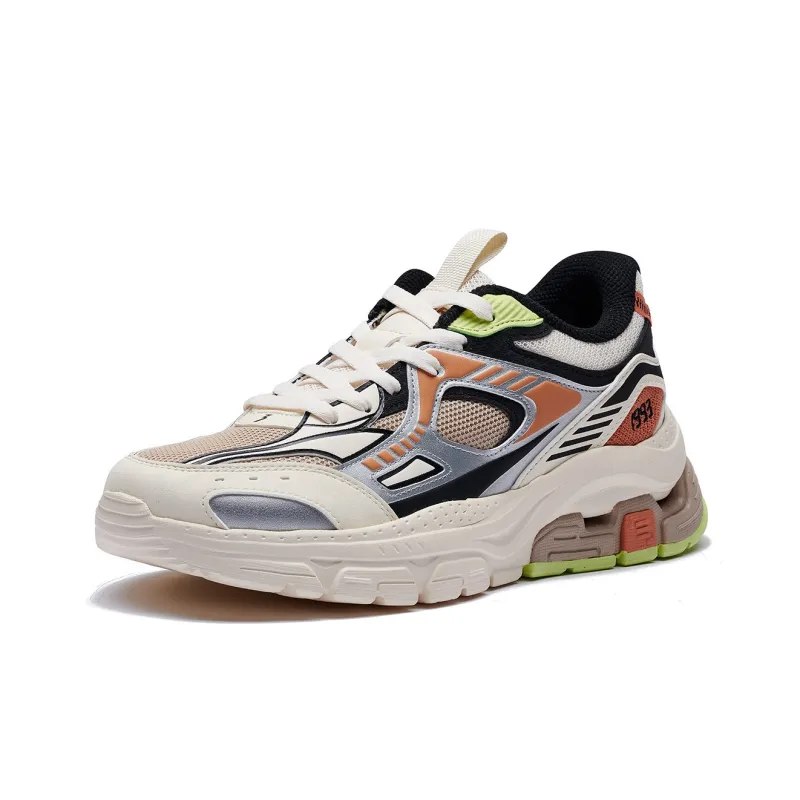 361° Cushioned Anti Slip And Wear Resistant Lightweight Low Top Casual Running Shoes Men's Beige Black-2
