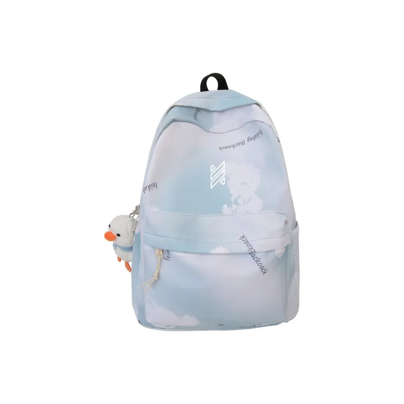 NOMK Nylon Backpack Travel Bag Laptop Backpack Unisex Black/Yellow/Gray/Blue-5