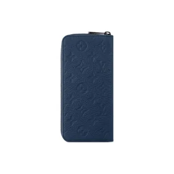 LOUIS VUITTON Brazza Leather Wallet Men's Blue