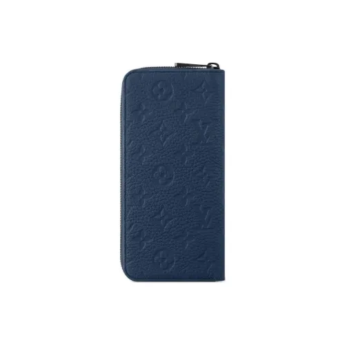 LOUIS VUITTON Brazza Leather Wallet Men's Blue