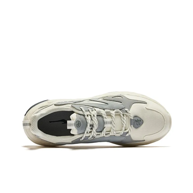 Erke Cushioning Wear-Resistant Low-Top Casual Running Shoes Men's White Gray-1