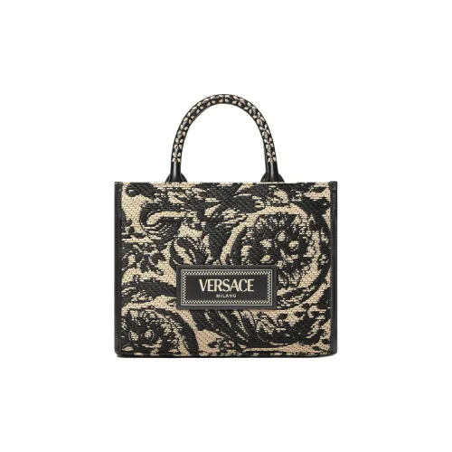 VERSACE Barocco Viscose Neoprene Bag Shopping Bag Handbag Small Size Women's Black