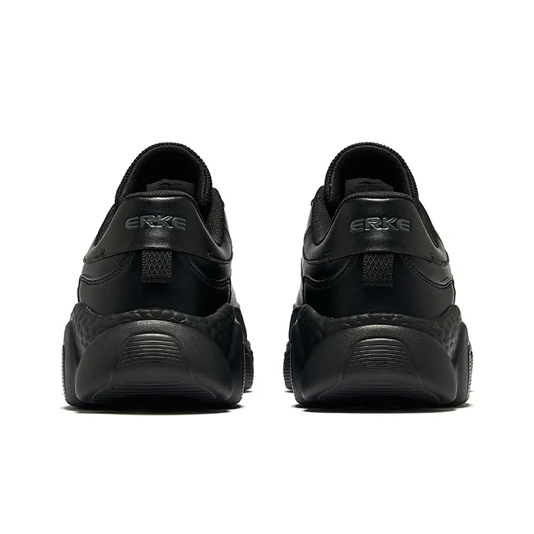 Erke Sweetheart 2 Leather Wear Resistant Slip Resistant Low Top Casual Shoes Men's Jet Black-4