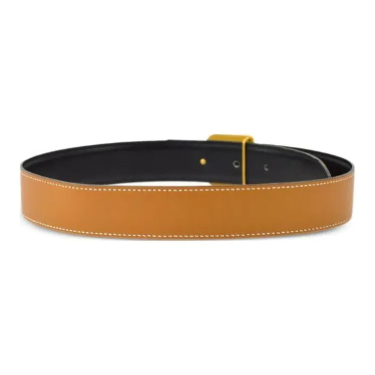 HERMES Le Soleil Hinflower Double-Sided Design Smooth Buckle Calfskin Leather Belts Women's Brown Width: 3CM-1
