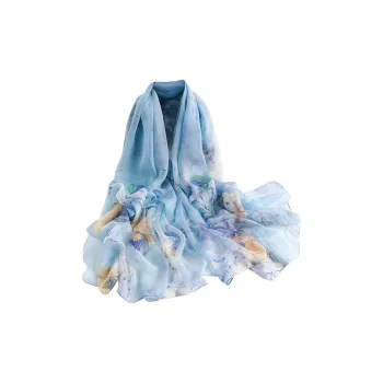 Hang Silk Road Mulberry Silk Silk Scarves Women's Blue