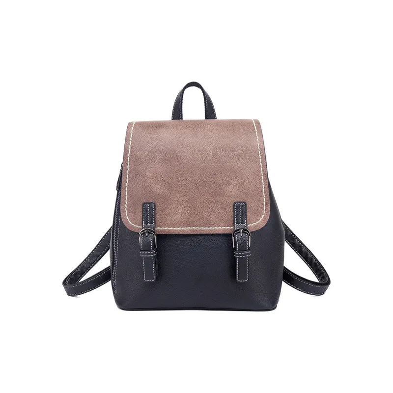 TTaG．baG PU Carry Backpack Women's Caramel/Deep Sea Blue/Black-8