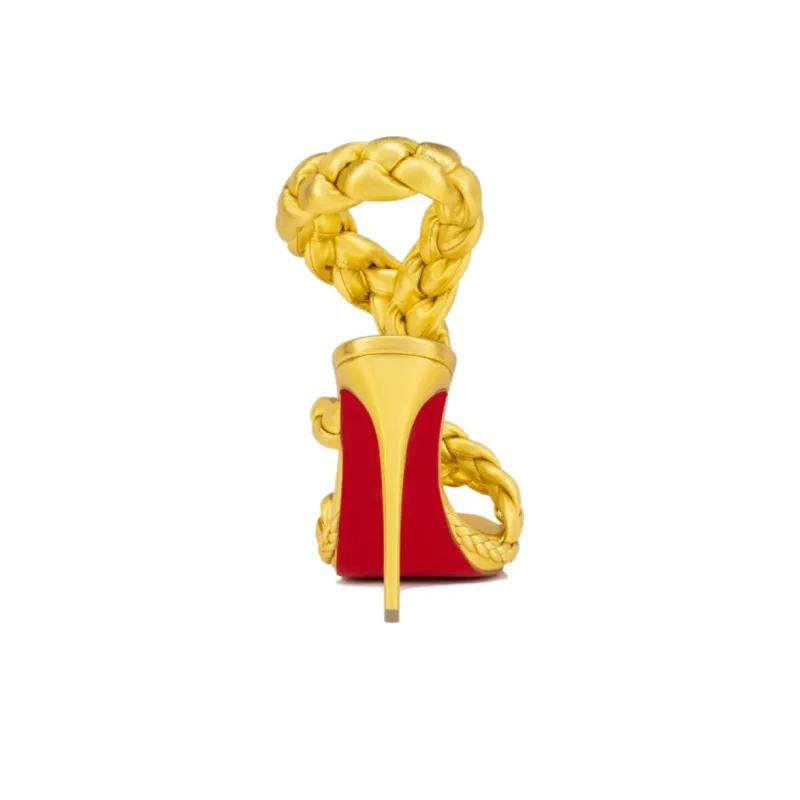 SABRINA X Idris Elba x CL LUBOTING Fatima Strap Sandals 12cm Women's Gold-3
