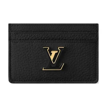 LOUIS VUITTON Capucines Leather CapSin Card Holder Women's Black
