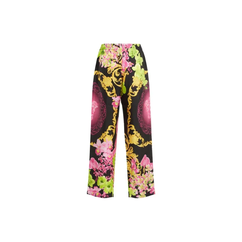 VERSACE Floral print Silk Beach Trousers-1