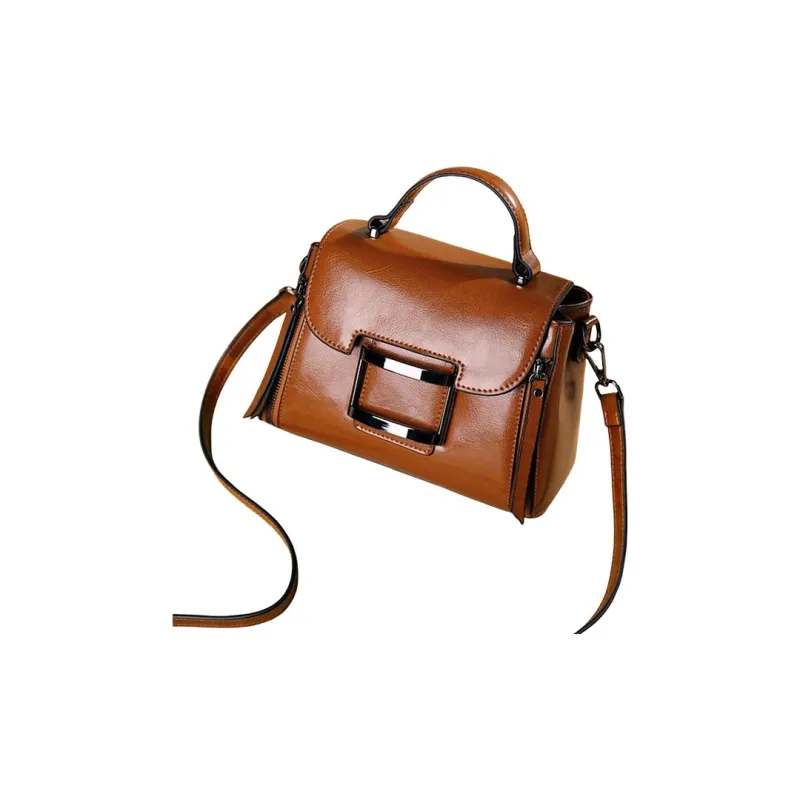 TTaG．baG Oil Wax Cow Leather Pillow Bag, Crossbody Bag, One Shoulder Handbag Regular Women's-1
