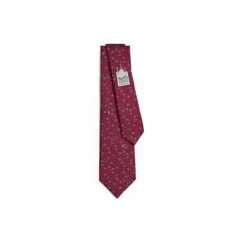 HERMES Mulberry Silk Ties Men's Light Burgundy
